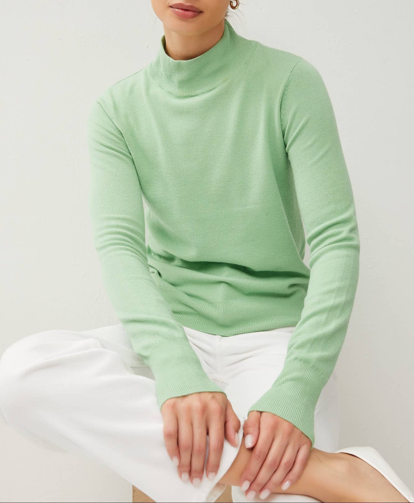 Anything But Basic Mock Neck Sweater - Mint