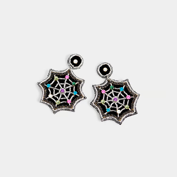 Spider Web Earrings - Black