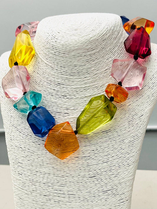 Summer Clear Stone Necklace - Multi