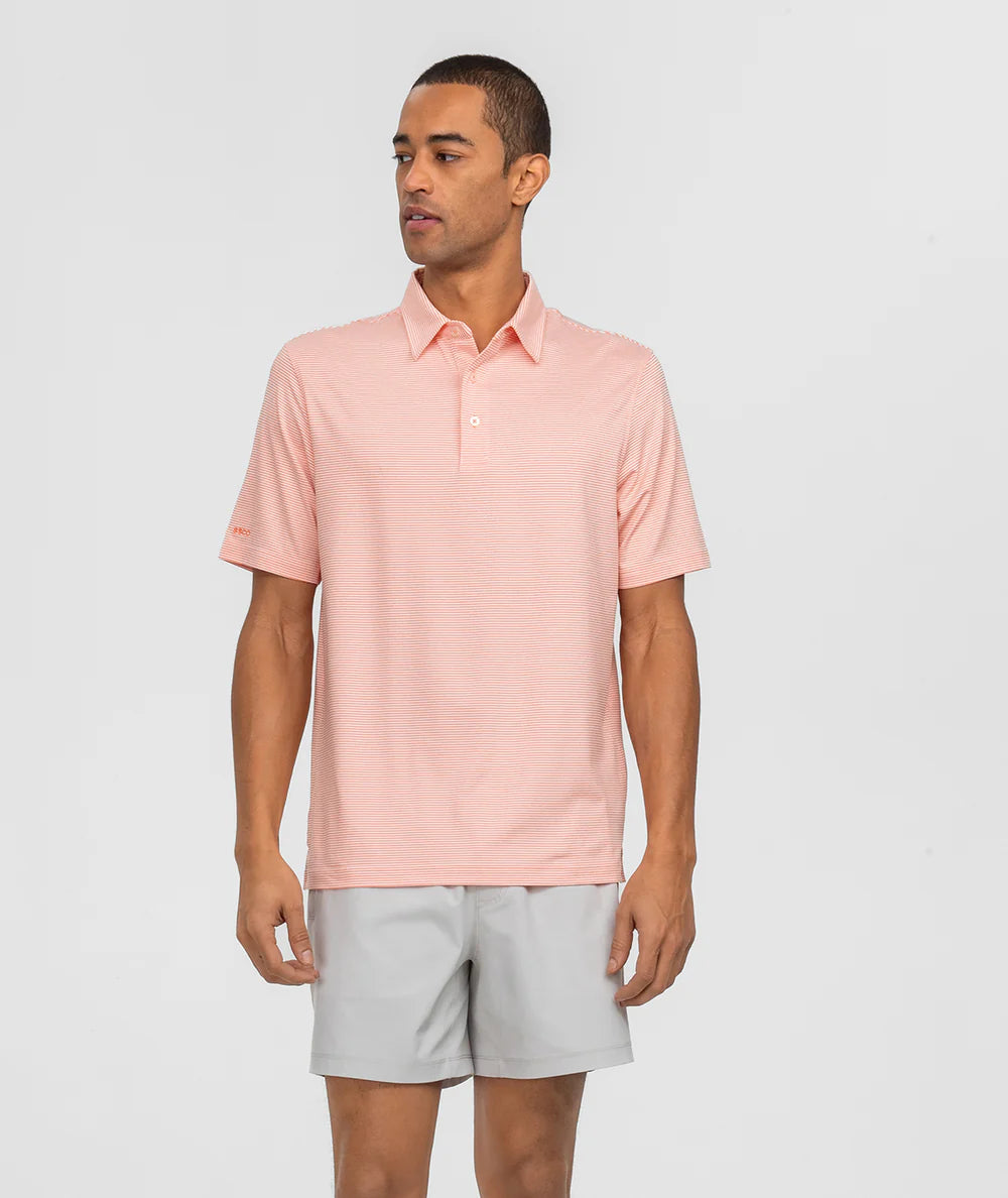 SSCO Heather Madison Stripe Polo - Flamingo