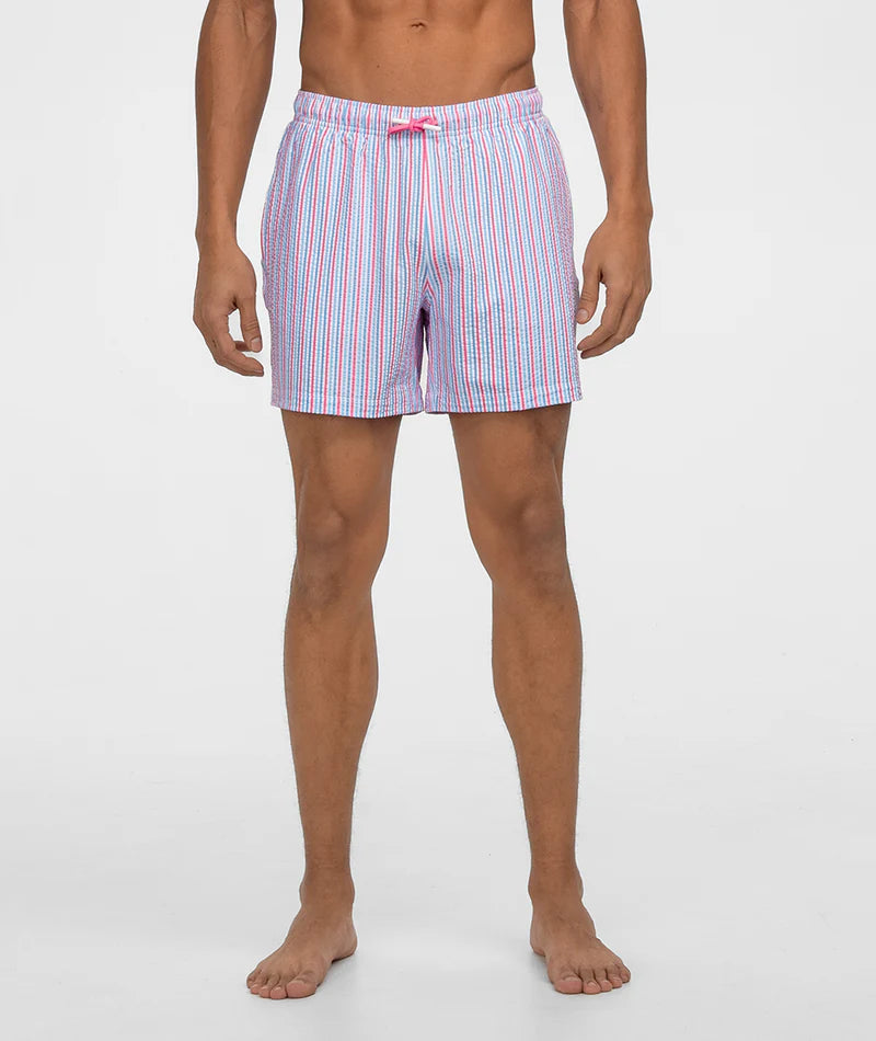 SSCO Clubhouse Seersucker Swim Shorts - Berry Tide