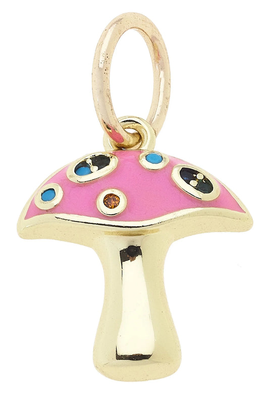 Bejeweled Mushroom Charm in Pink
