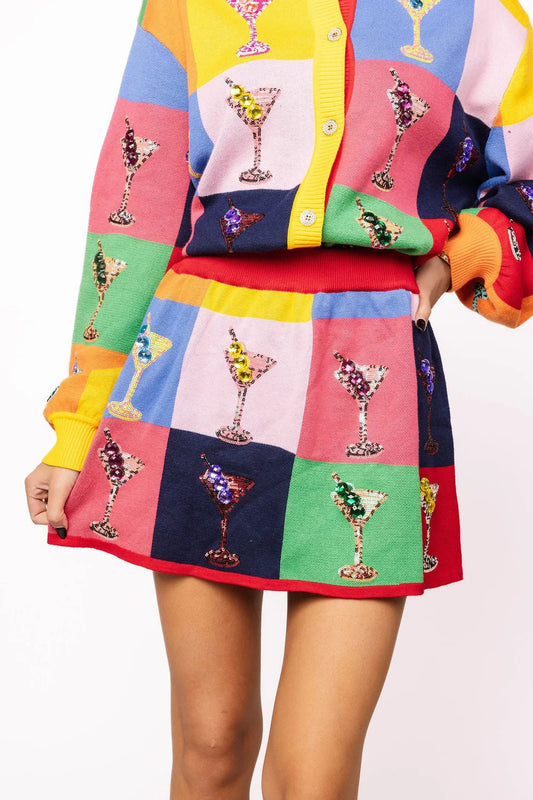 Queen Of Sparkles Multi Checkered Cosmo Skirt