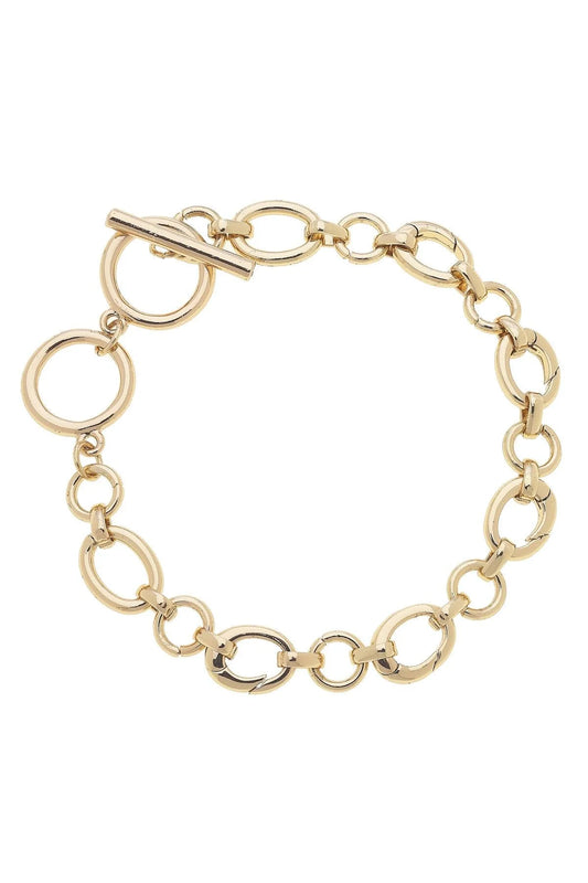 Sasha Toggle Charm Bracelet Base in Shiny Gold