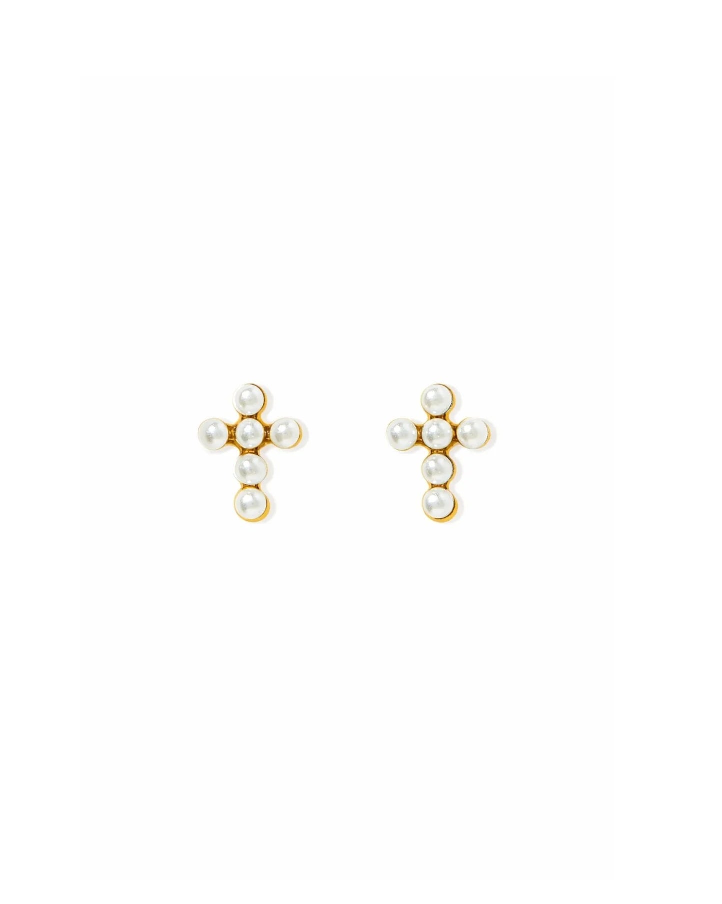 Clara Cross Pearl - Screwback Stud Earrings
