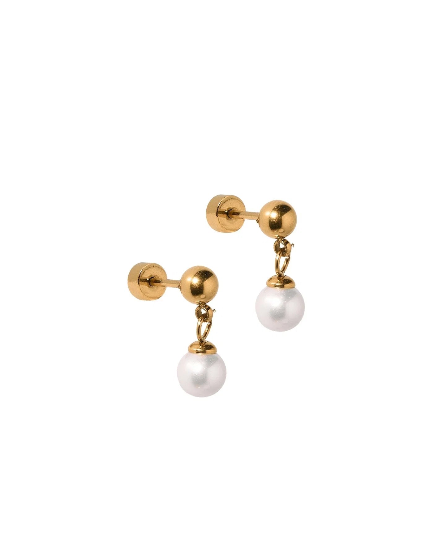 Millie Pearl Gold - Screwback Stud Earrings