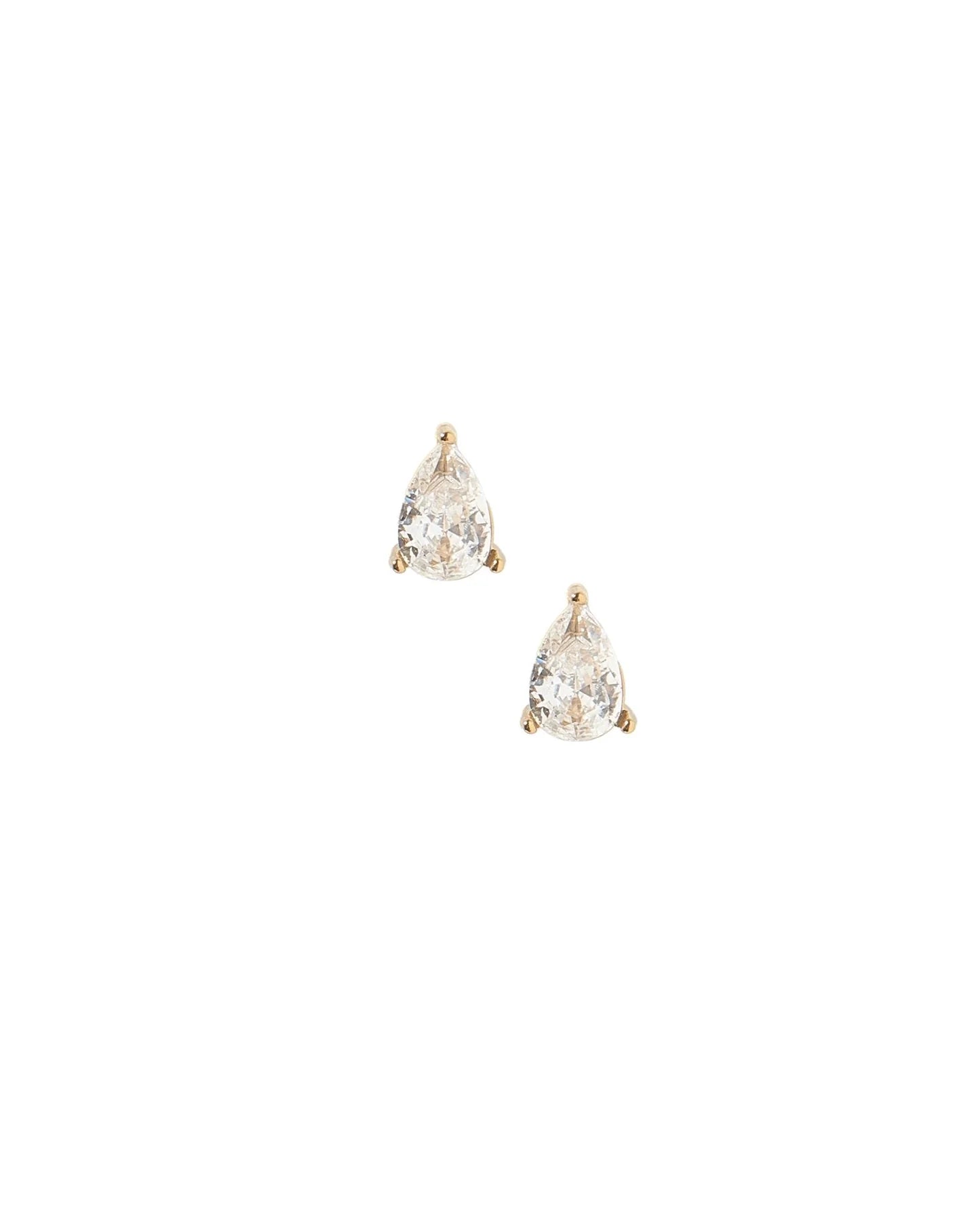 Paige Pear Gold - Screwback Stud Earrings