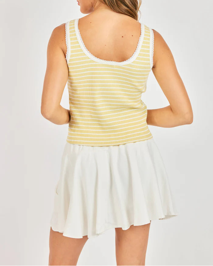 Dejavu Stripe Tank - Butter Ivory