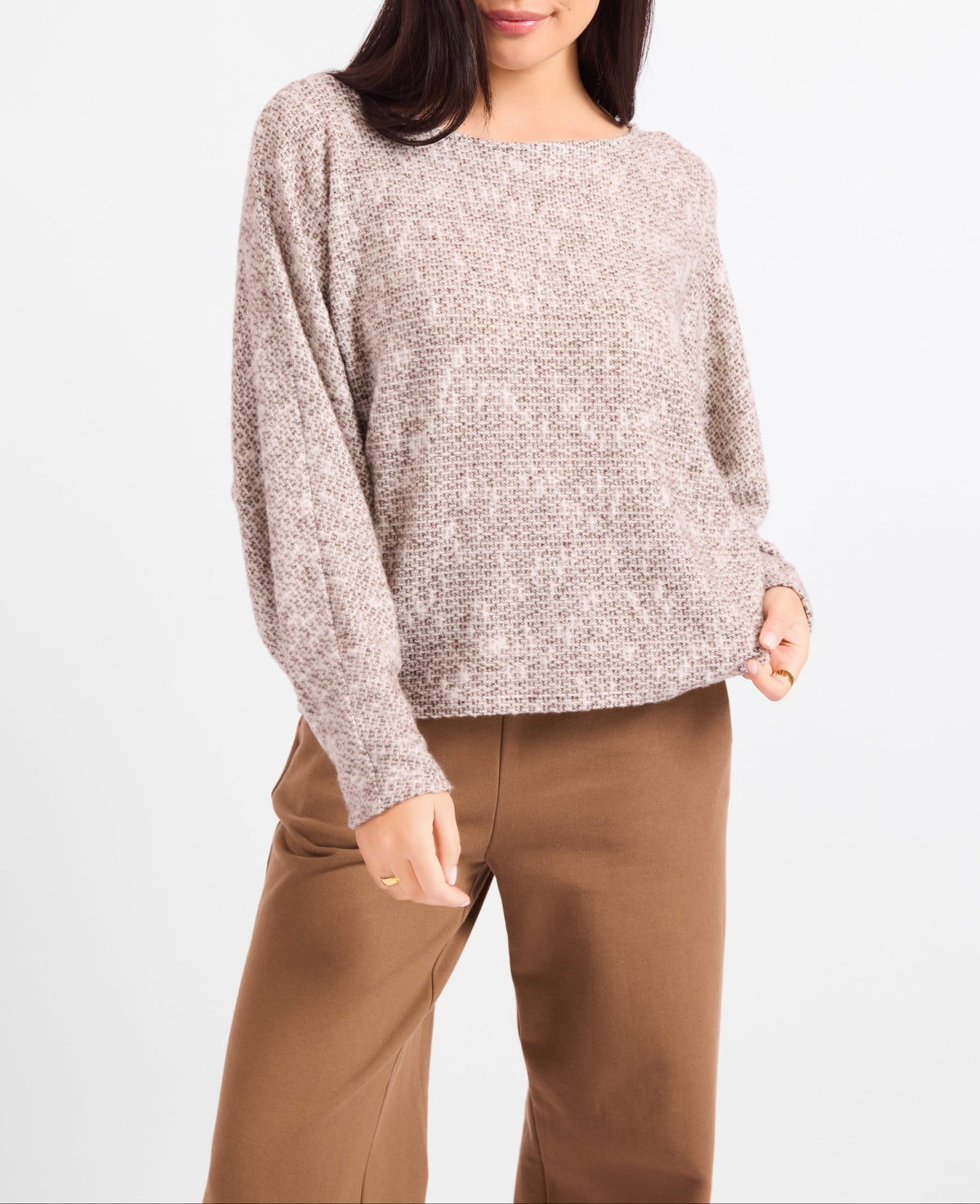 Billie Dolman Sleeve Knit Top - Chocolate