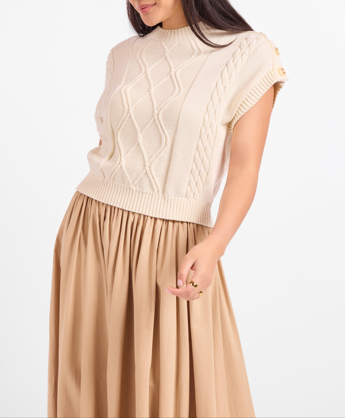 Typewriter Button Detail Sweater - Ivory