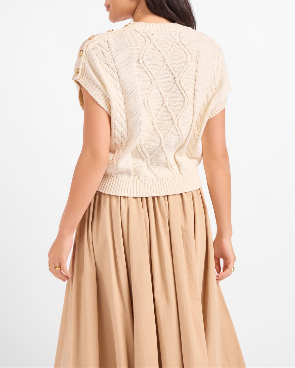Typewriter Button Detail Sweater - Ivory
