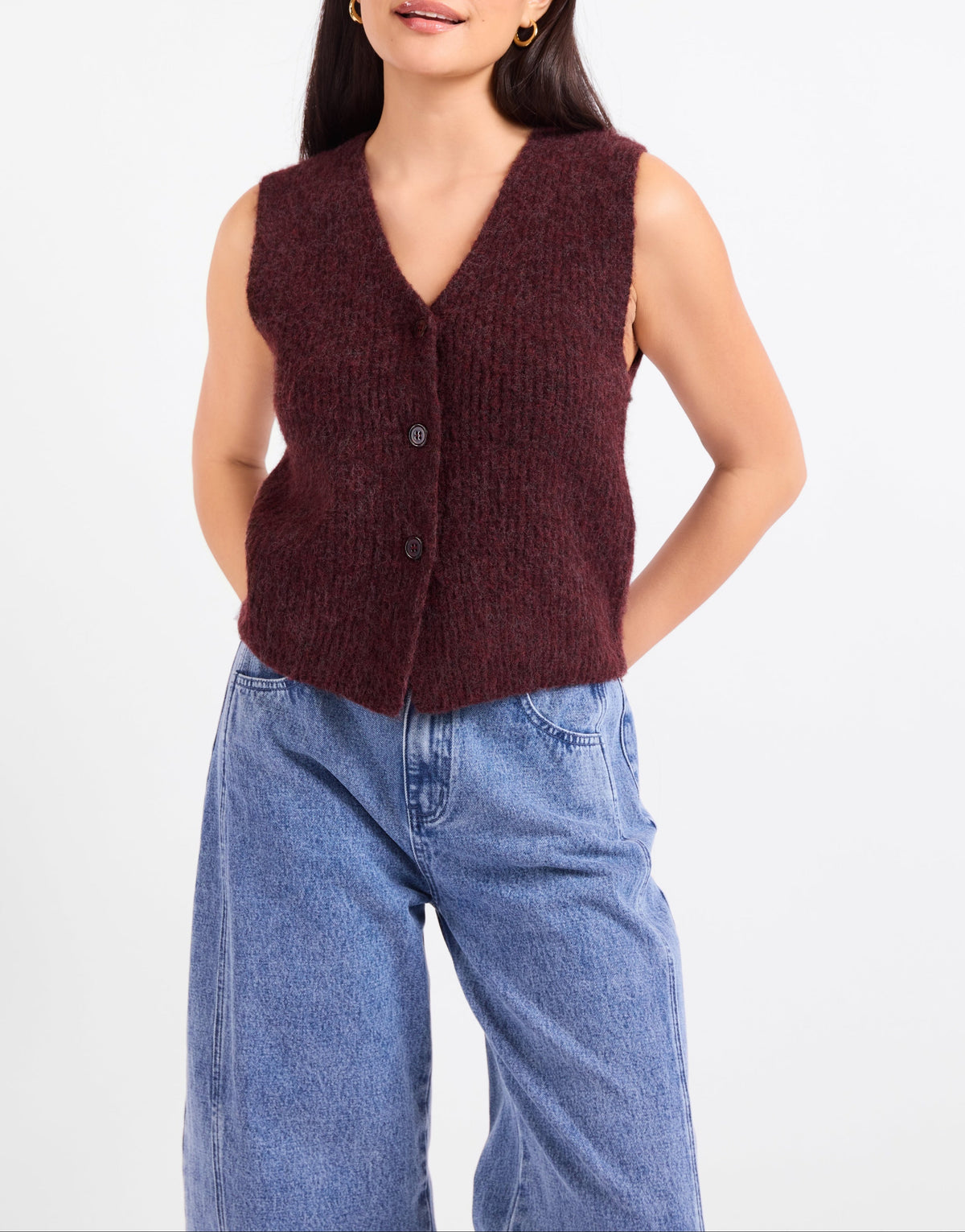 Warm Cider Sweater Vest - Burgundy