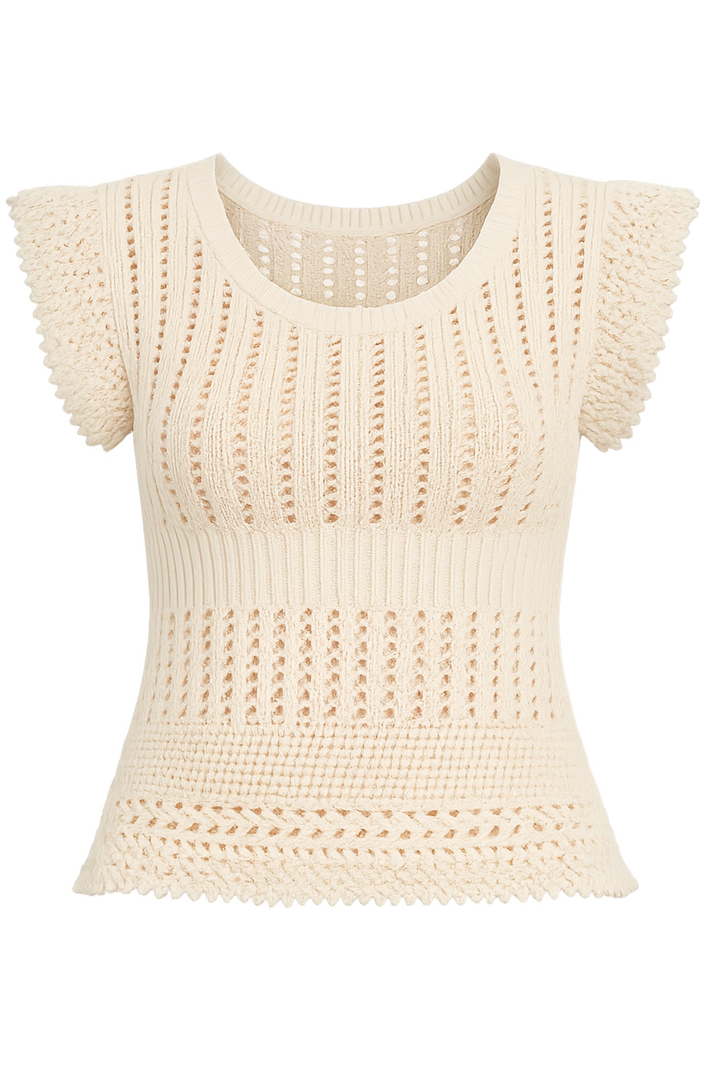Another Love Nixie Peplum Crochet Top - Egret