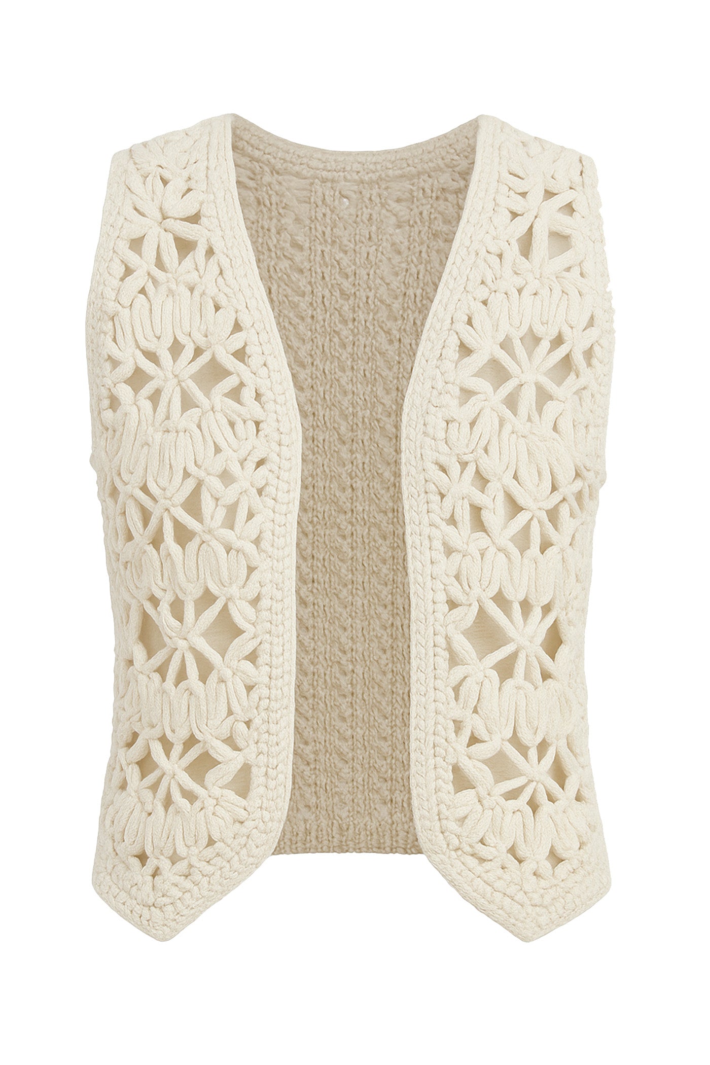 Another Love Briza Crochet Cropped Vest - Vintage Cream