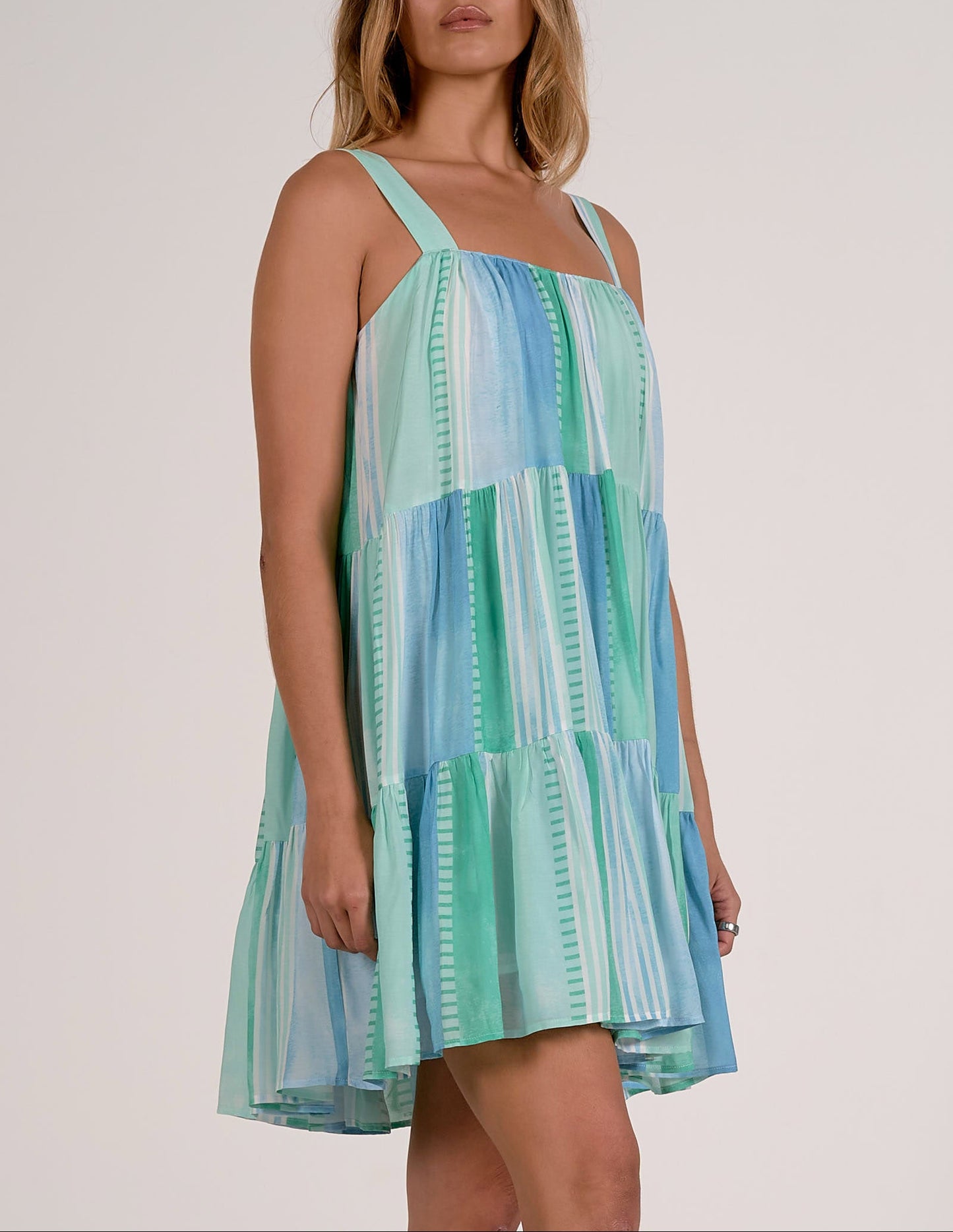 Elan Spaghetti Strap Tier Dress - Blue Strovia