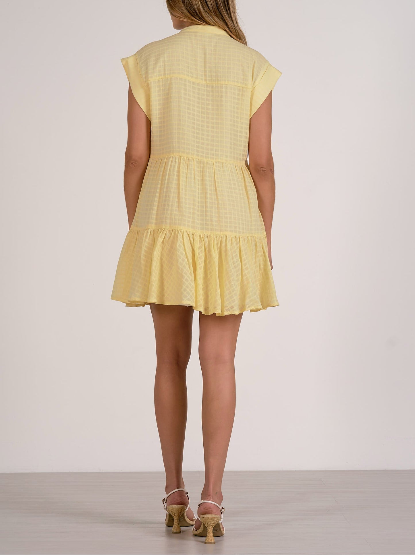 Elan Cap Sleeve Tiered Dress - Yellow