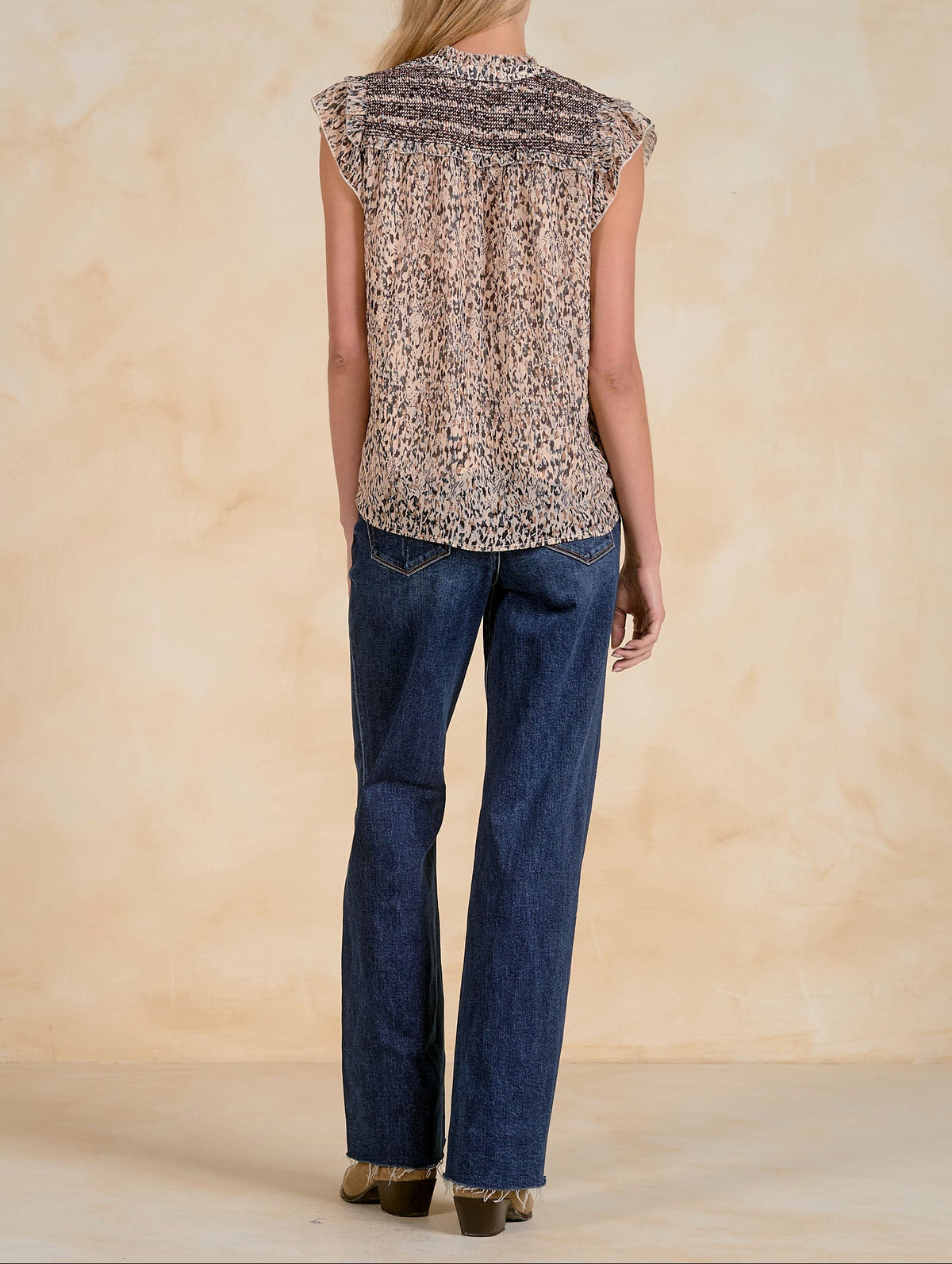 One Thing Cap Sleeve Top - Brown Lia