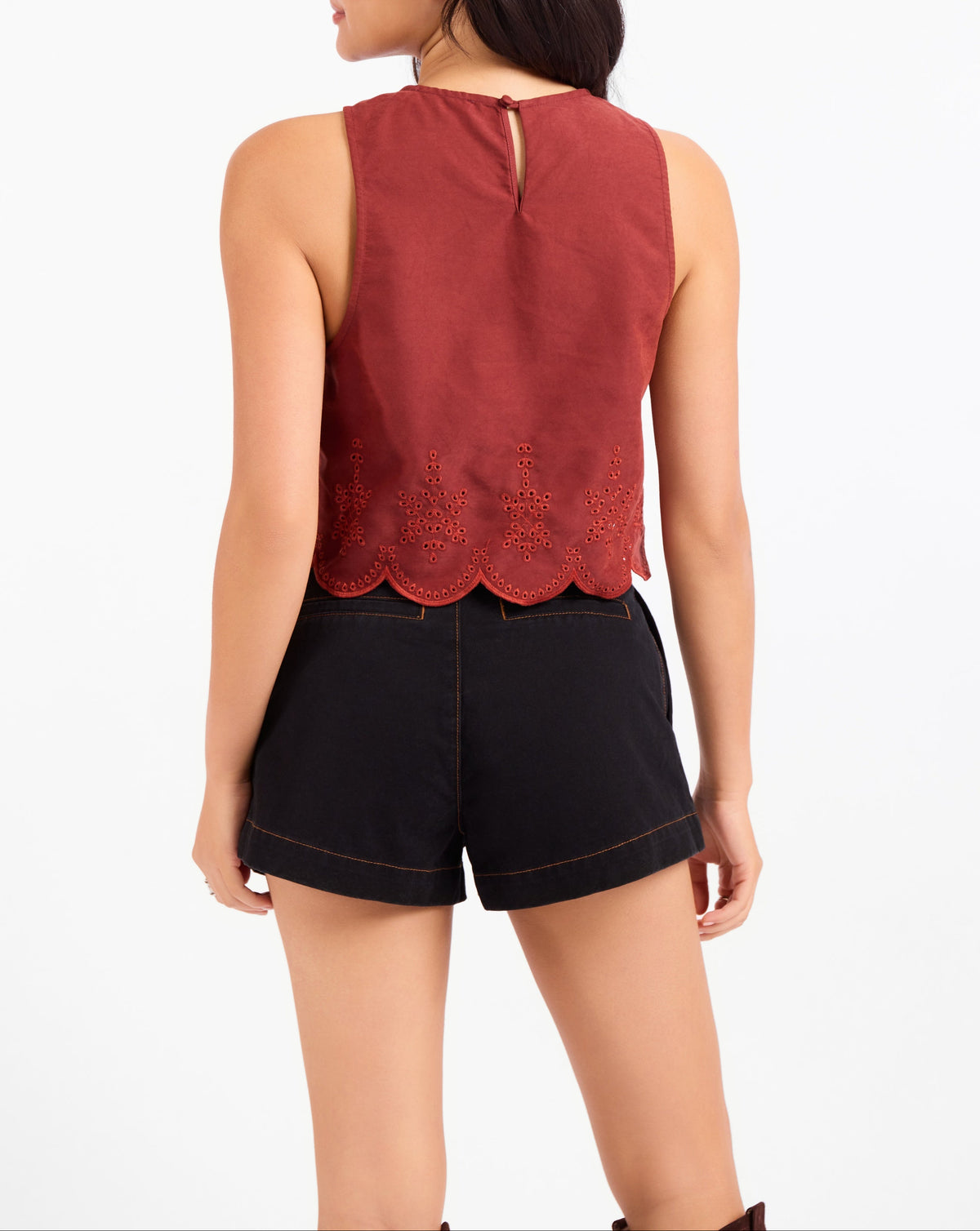 Tea Garden Scallop Hem Top - Rust