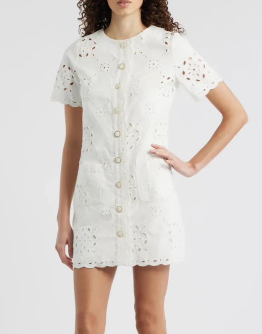 Pure of Heart Lace Button Up Dress - White