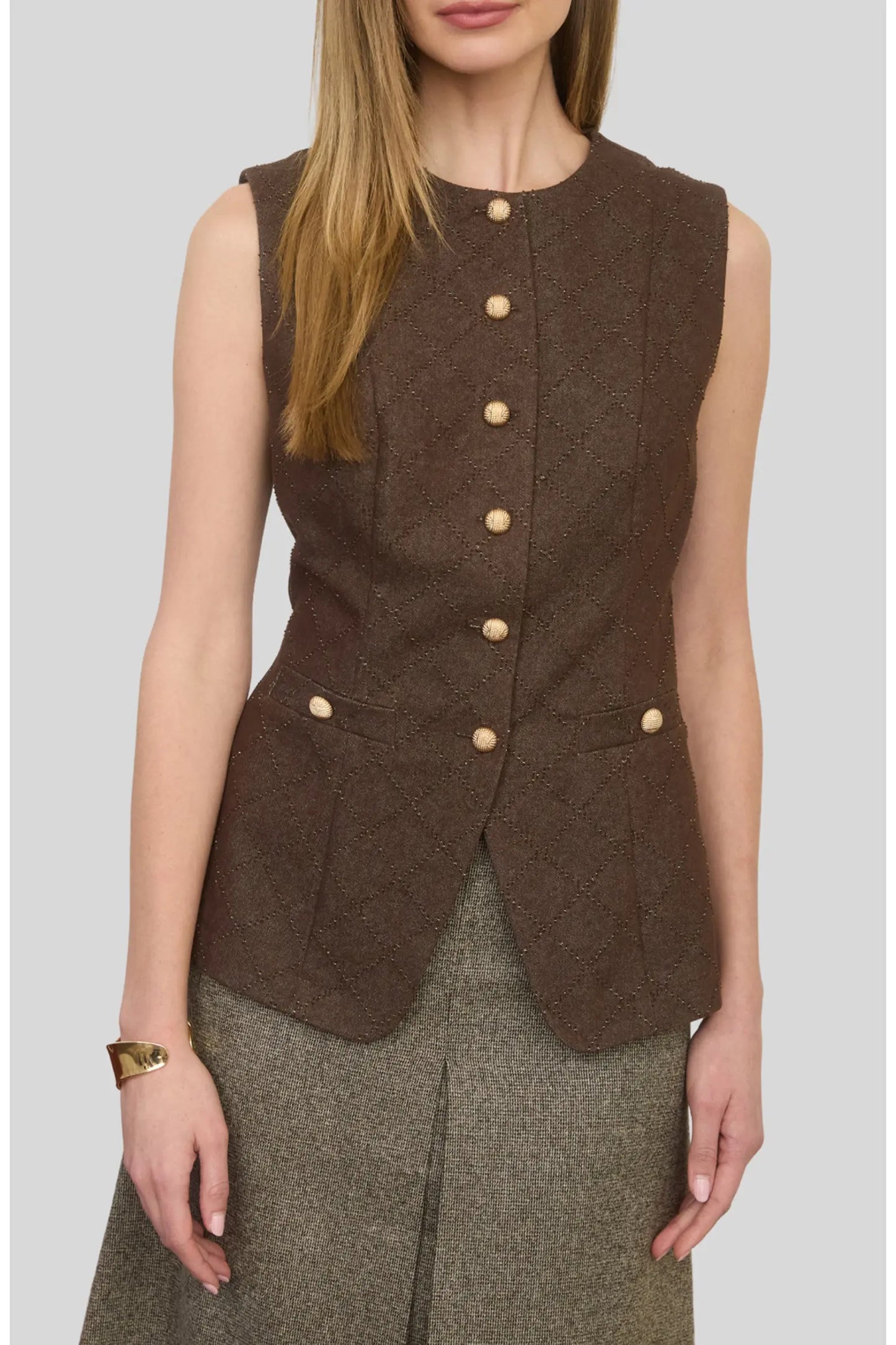 Leave It Alone Sleeveless Textured Top - Brown